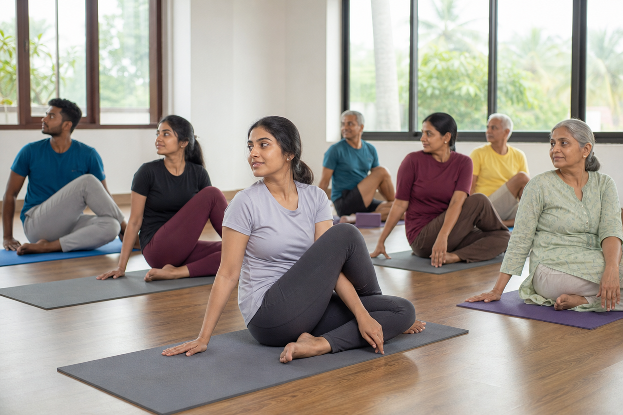 Gentle yoga class